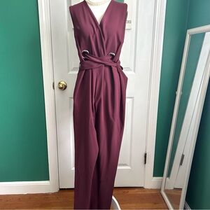 TopShop Burgandy Eyelet Wrap Jumpsuit Size 6